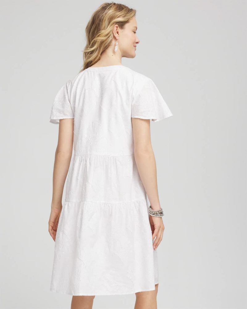 Chicos Embroidered Popover Dress - ALABASTER