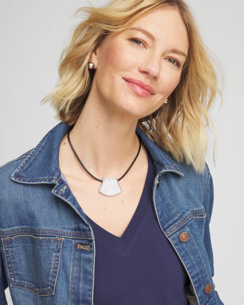 Chicos Silver Glitz Pendant Necklace - SILVER