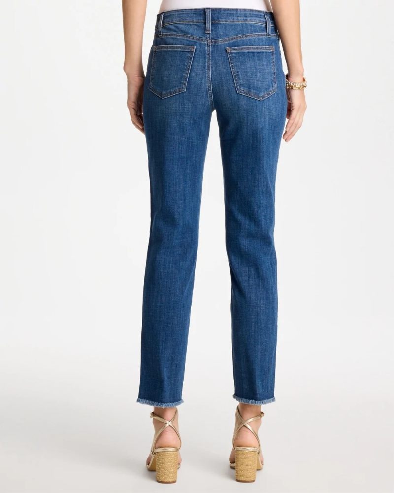 Chicos Girlfriend Slim Frayed Ankle Jeans - KAILUA INDIGO