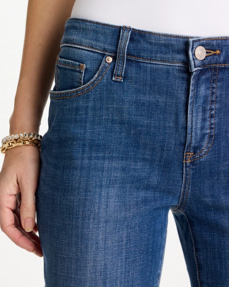 Chicos Girlfriend Slim Frayed Ankle Jeans - KAILUA INDIGO