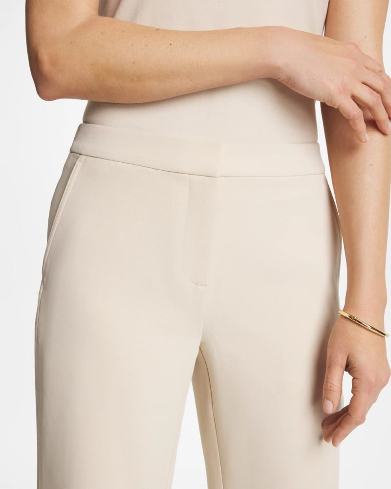 Chicos Textured Straight Tapered Ankle Pants - PALE SAND