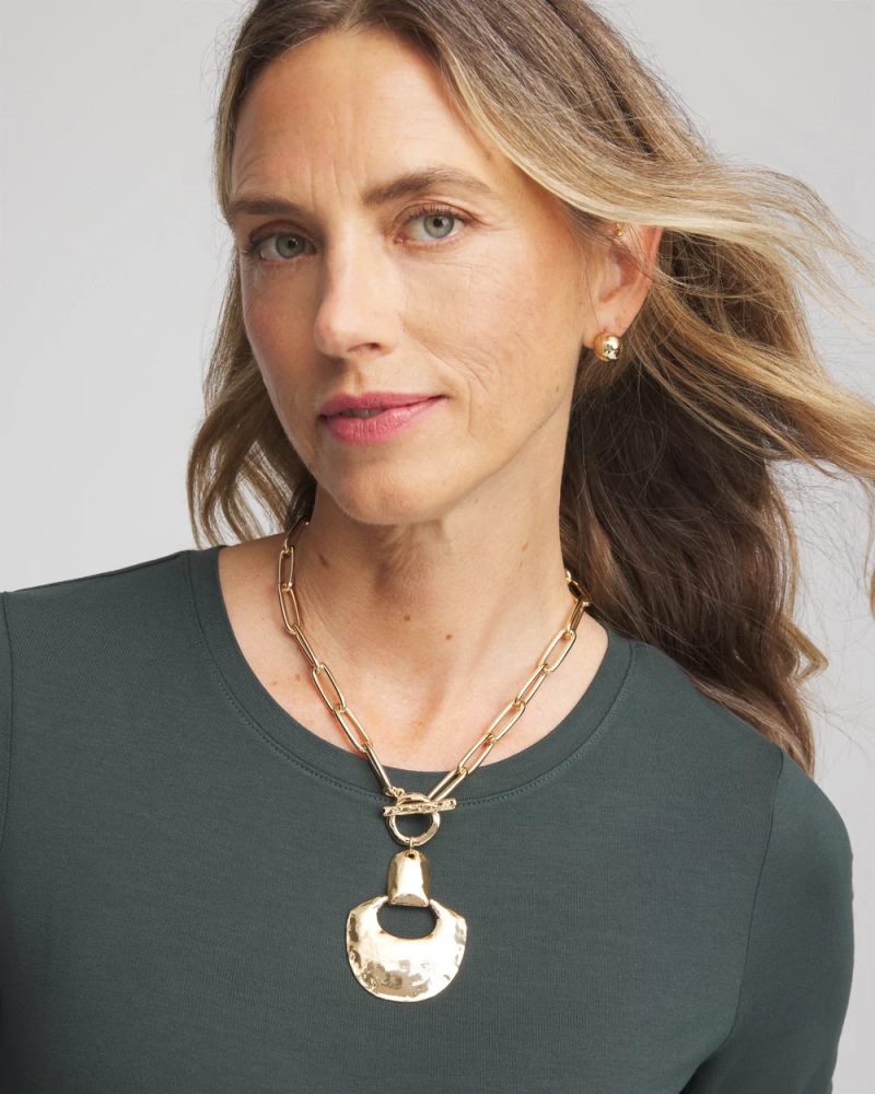 Chicos Goldtone Toggle Pendant Necklace - GOLD
