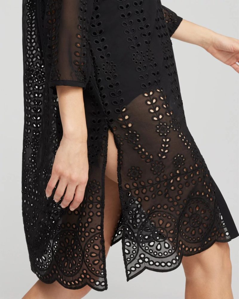 Chicos Shirt Dress Swim Coverup - BLACK
