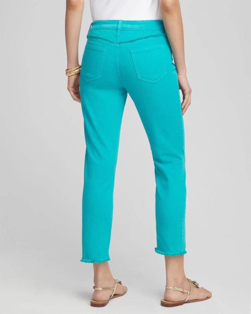 Chicos Girlfriend Frayed Cropped Jeans - SEASPRAY
