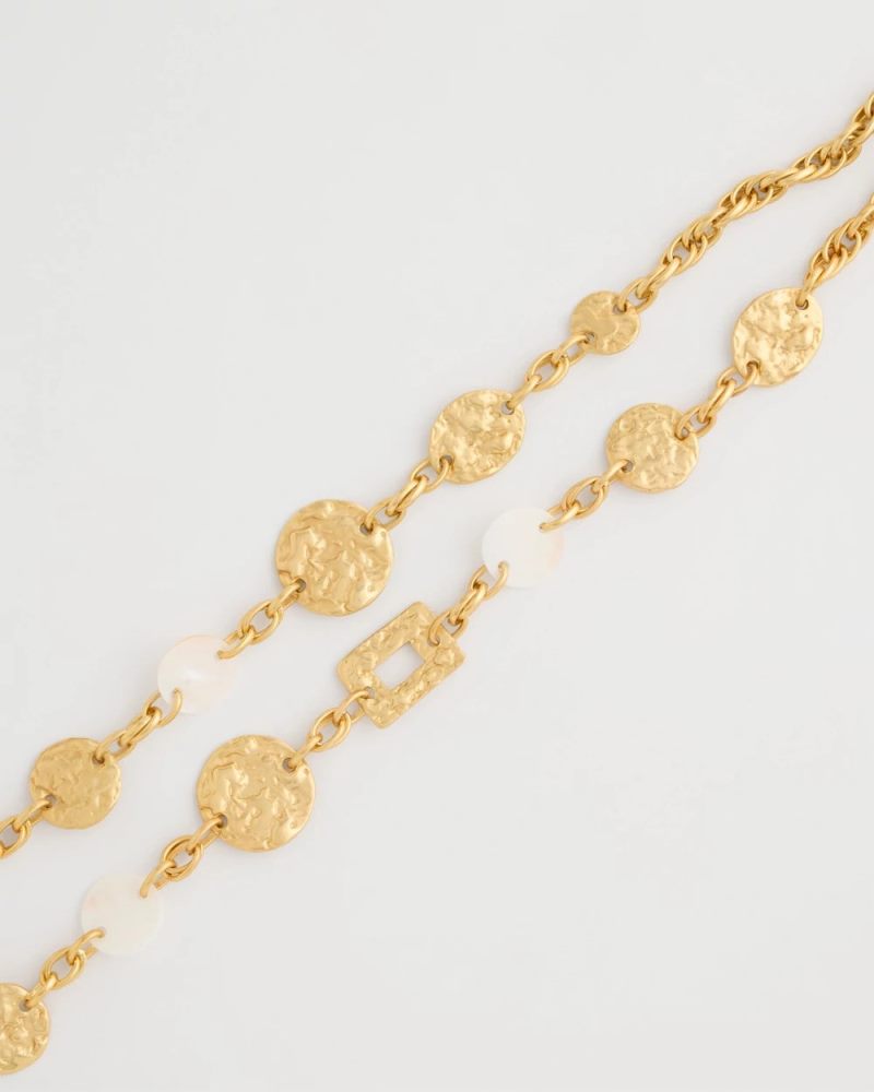 Chicos Pearl Hammered Short Necklace - GOLD