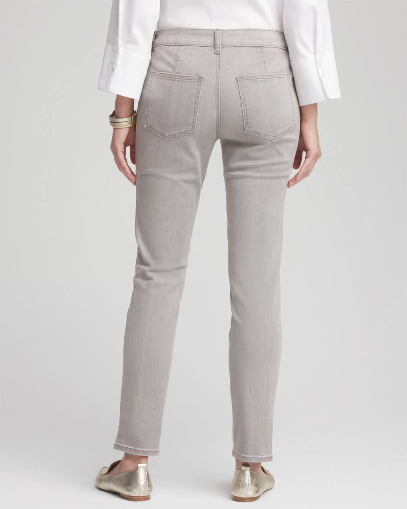 Chicos Silver Pull-On Slim Ankle Jeggings - SILVER BIRCH WASH