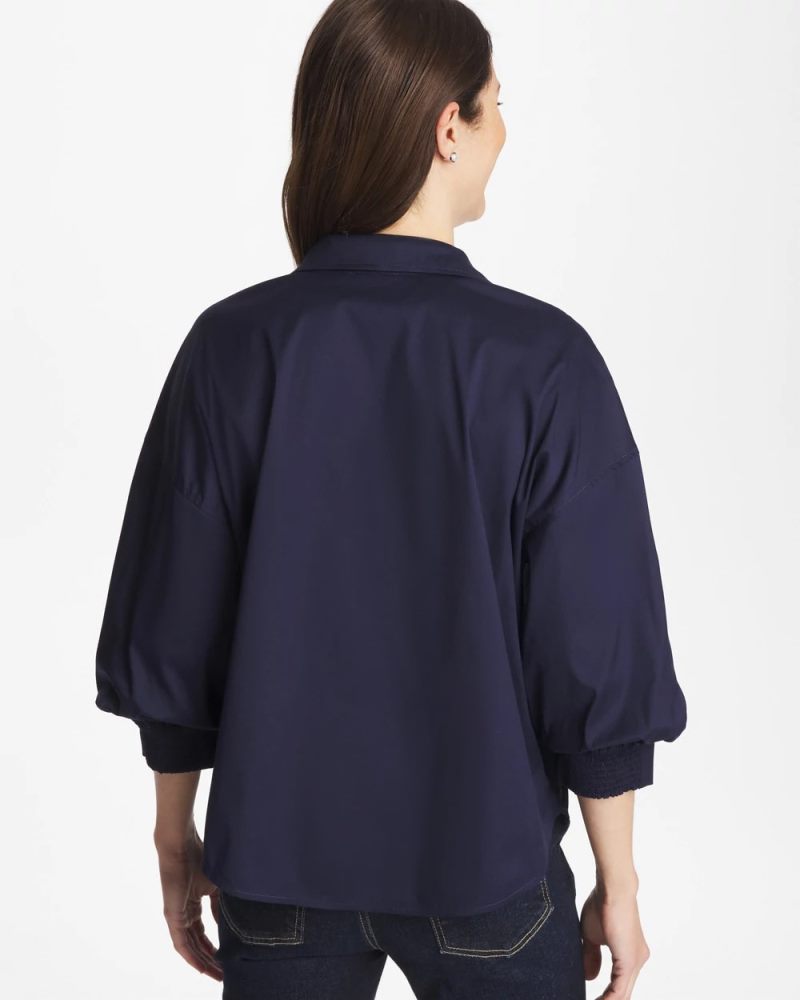 Chicos Poplin Billow Sleeve Blouse - PASSPORT BLUE