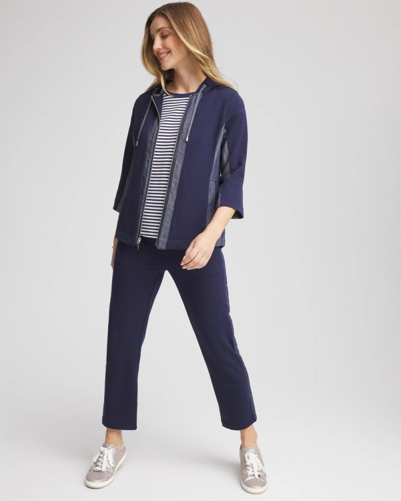 Chicos Zenergy® French Terry & Chambray Jacket - PASSPORT BLUE