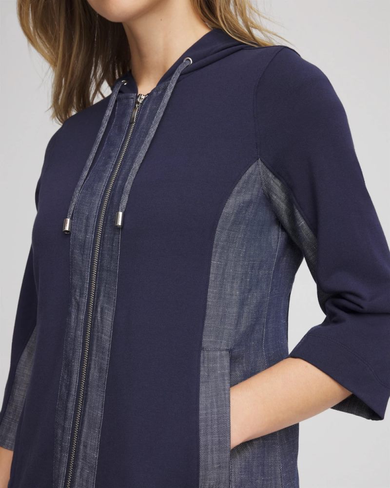 Chicos Zenergy® French Terry & Chambray Jacket - PASSPORT BLUE