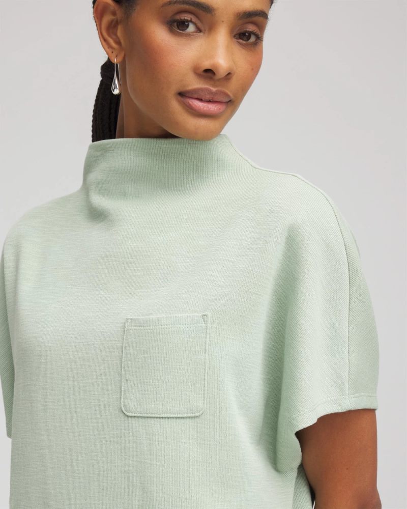 Chicos Zenergy® Beach Slub Funnel Neck Pullover Top - MOROCCAN MINT