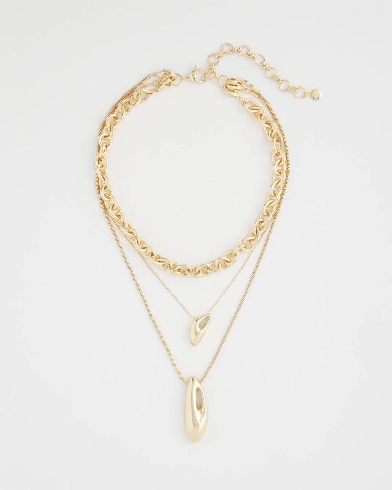 Chicos Convertible Three-Strand Pendant Necklace - GOLD