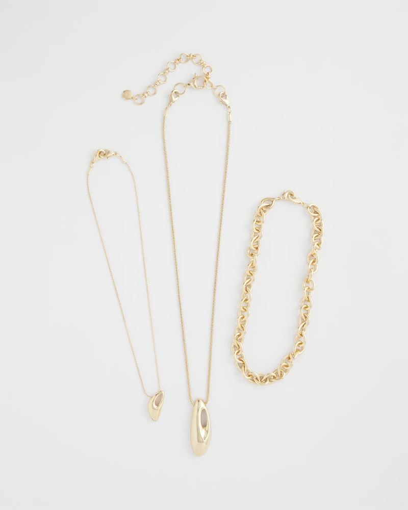 Chicos Convertible Three-Strand Pendant Necklace - GOLD