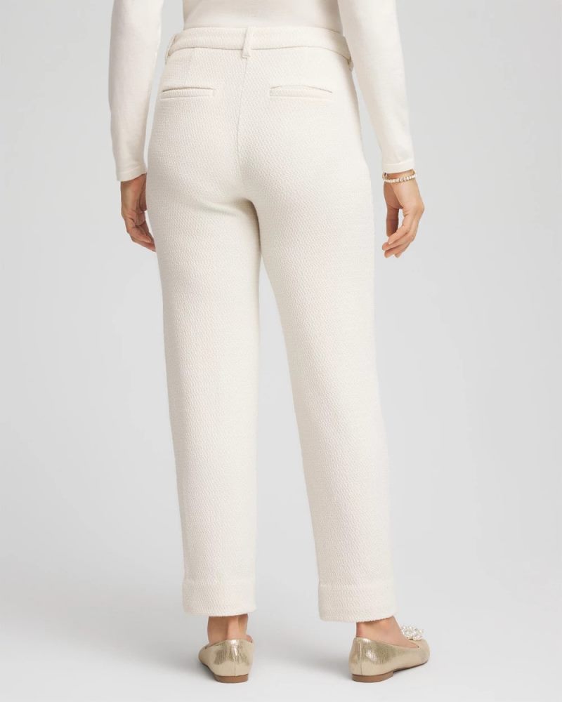 Chicos Matelassé Slim Tapered Ankle Pants - ENGLISH CREAM