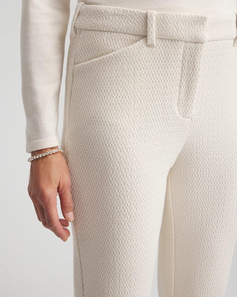 Chicos Matelassé Slim Tapered Ankle Pants - ENGLISH CREAM