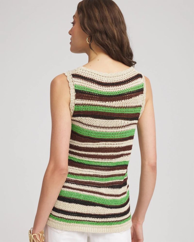 Chicos Contemporary Striped Sweater Tank - SALTED LIME