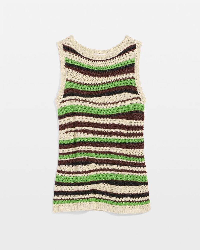 Chicos Contemporary Striped Sweater Tank - SALTED LIME