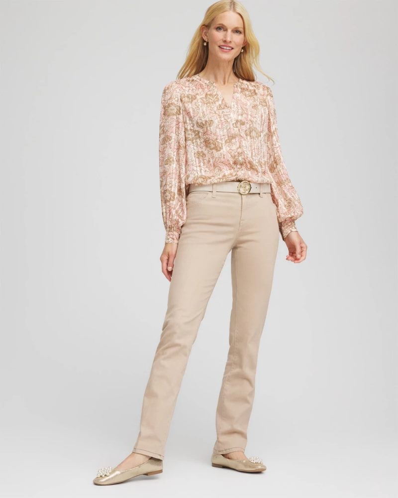 Chicos Girlfriend Slim Full-Length Jeans - CHAMPAGNE FIZZ