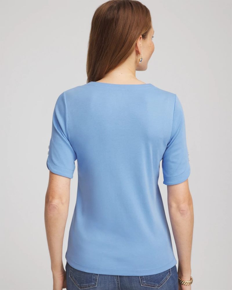 Chicos Short Sleeve Pima Tee - TIDAL BLUE