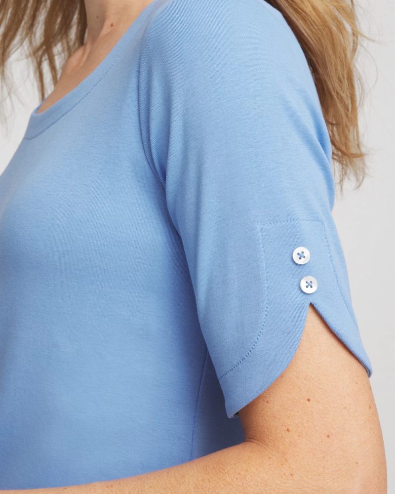 Chicos Short Sleeve Pima Tee - TIDAL BLUE