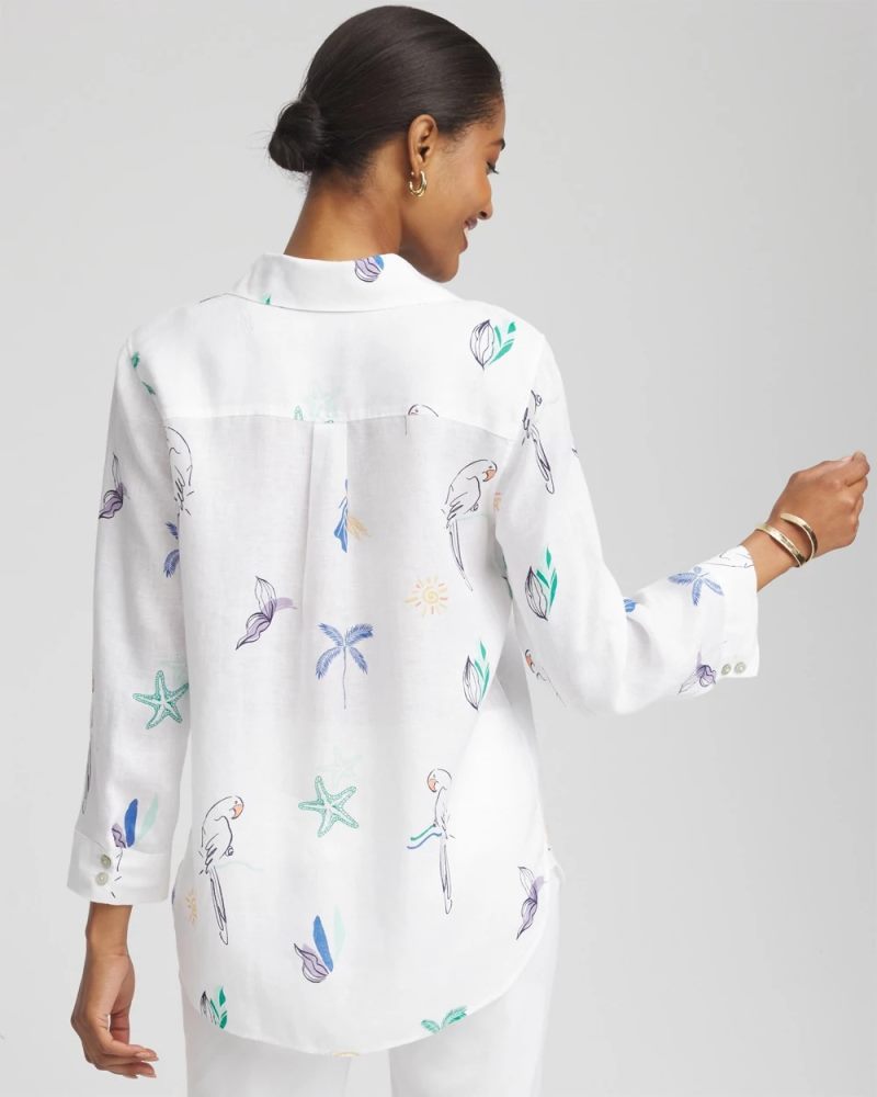Chicos No Iron Island Linen Shirt - OPTIC WHITE