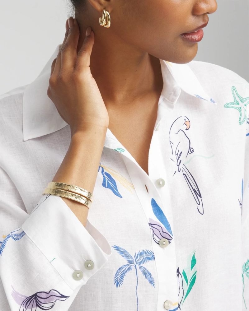 Chicos No Iron Island Linen Shirt - OPTIC WHITE