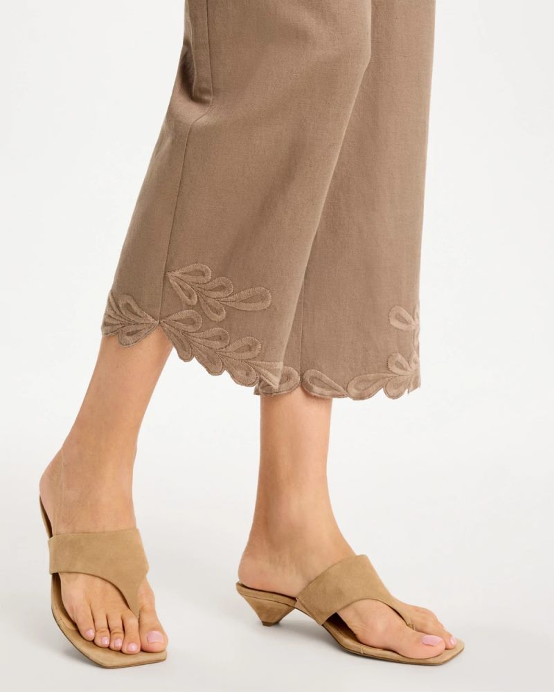 Chicos Linen Fly Front Pants - TOPAZ SMOKE