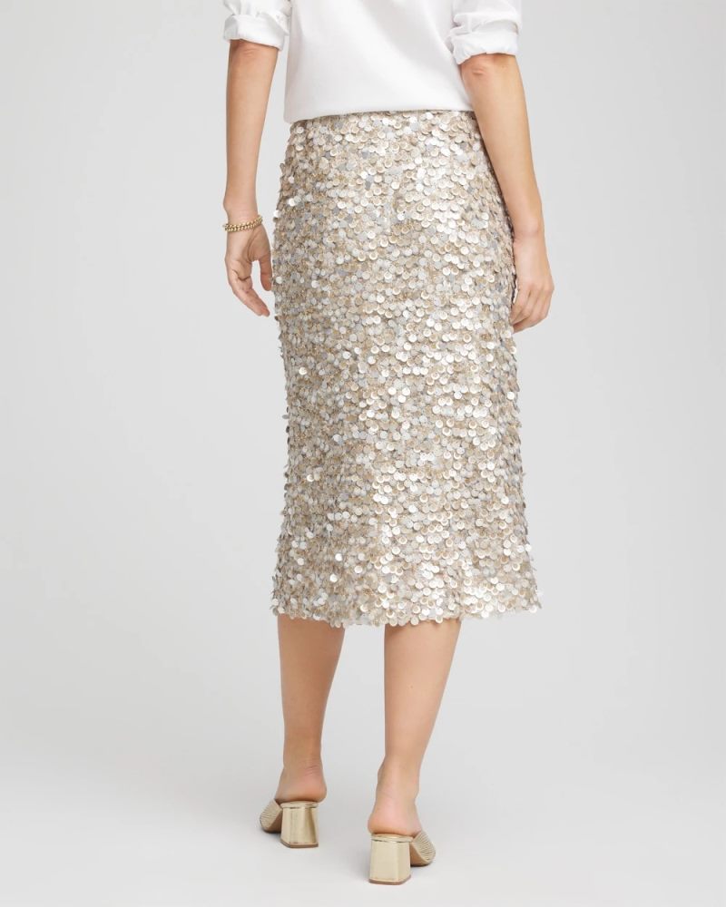 Chicos Sequins Party Pencil Skirt - CHAMPAGNE FIZZ
