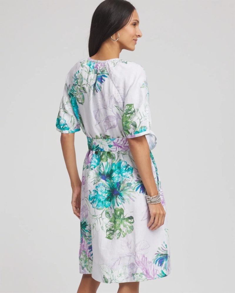 Chicos Floral Linen Shirtdress - VIOLET