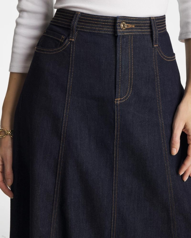 Chicos Trapunto Stitch Skirt - CEDAR RINSE