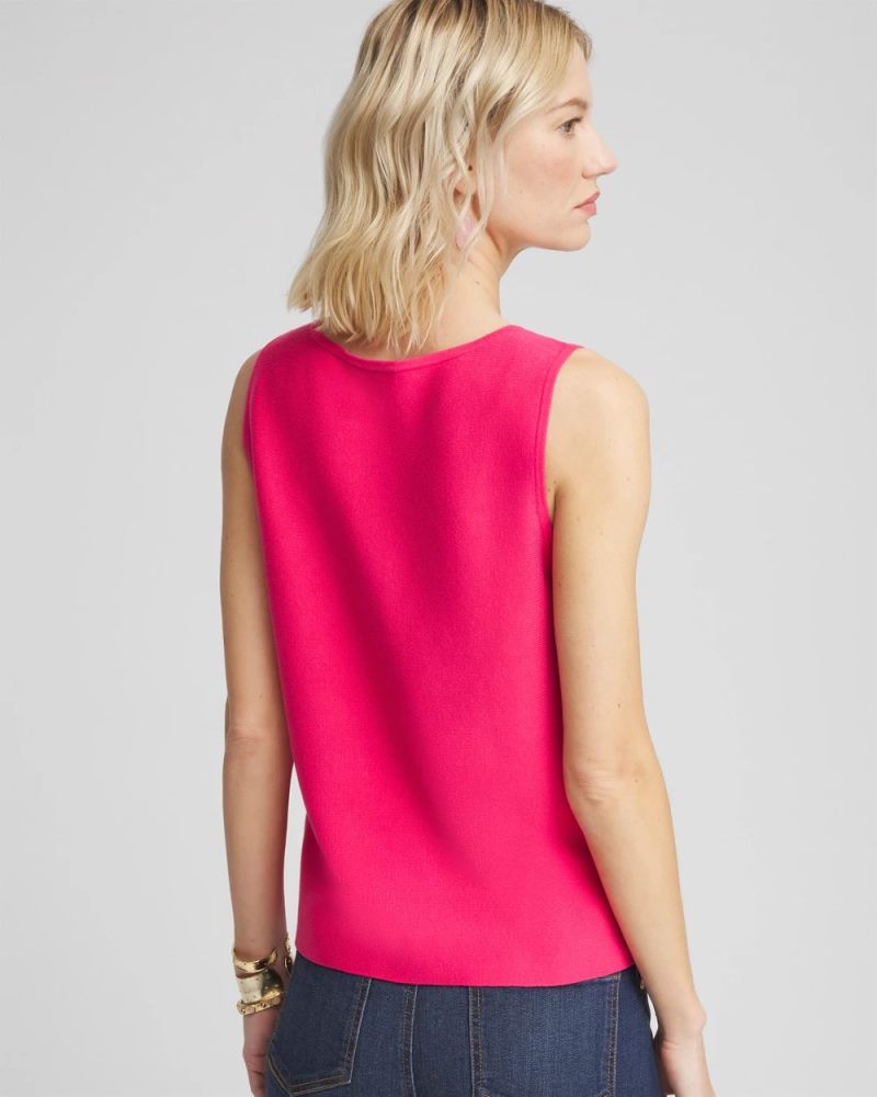 Chicos Cutout Sweater Tank - DRIED ROSES