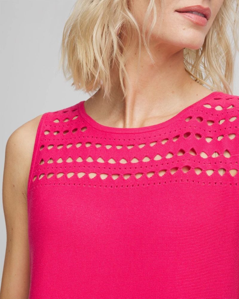 Chicos Cutout Sweater Tank - DRIED ROSES