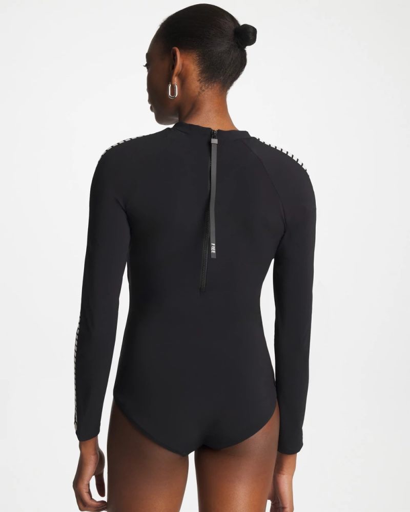 Chicos Gottex Coco Long Sleeve One Piece - BLACK/WHITE