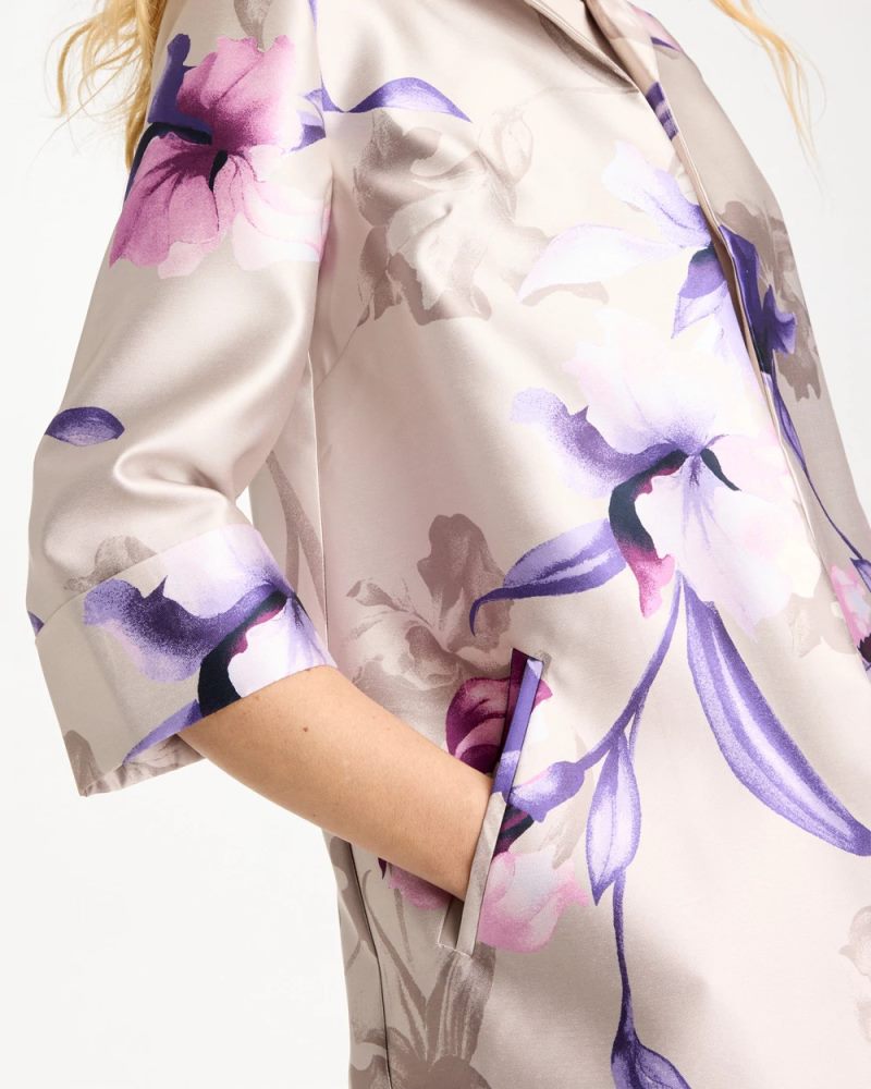 Chicos Travelers™ Collection Iris Collared Long Jacket - RICH AMETHYST