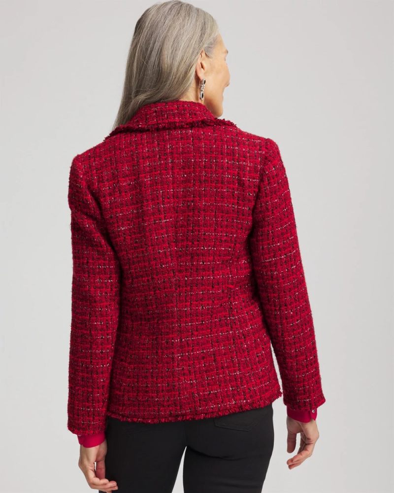 Chicos Red Tweed Sequins Blazer - RED