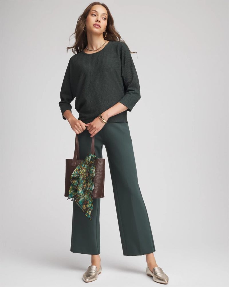 Chicos Textured Tapered-Hem Top - DARKEST SPRUCE