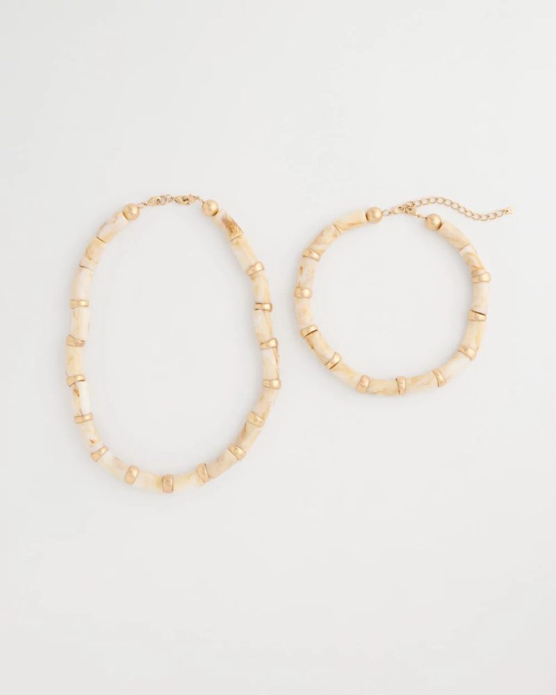Chicos White Beaded Double-Strand Necklace - WHITE