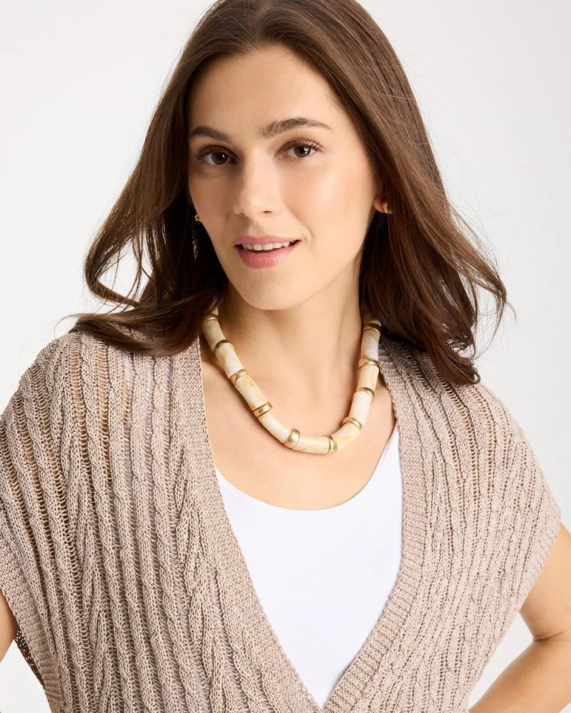Chicos White Beaded Double-Strand Necklace - WHITE