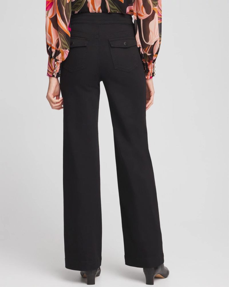Chicos Pull-On Wide Leg Ankle Jeans - BLACK