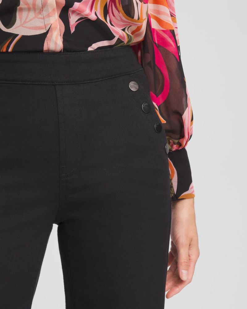 Chicos Pull-On Wide Leg Ankle Jeans - BLACK