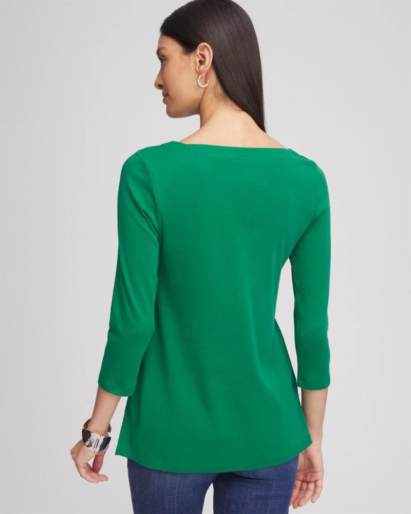 Chicos Pima Cotton Square-Neck Tunic - IVY LEAGUE