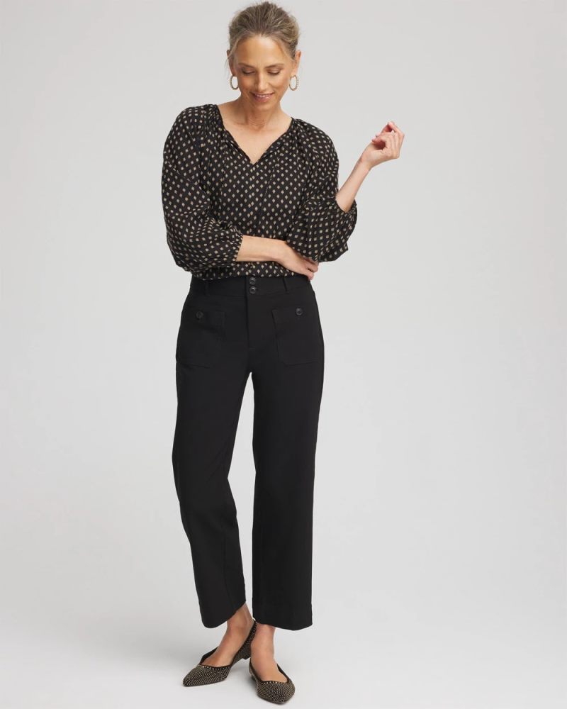 Chicos Emme Four Pocket Straight Cropped Pants - BLACK