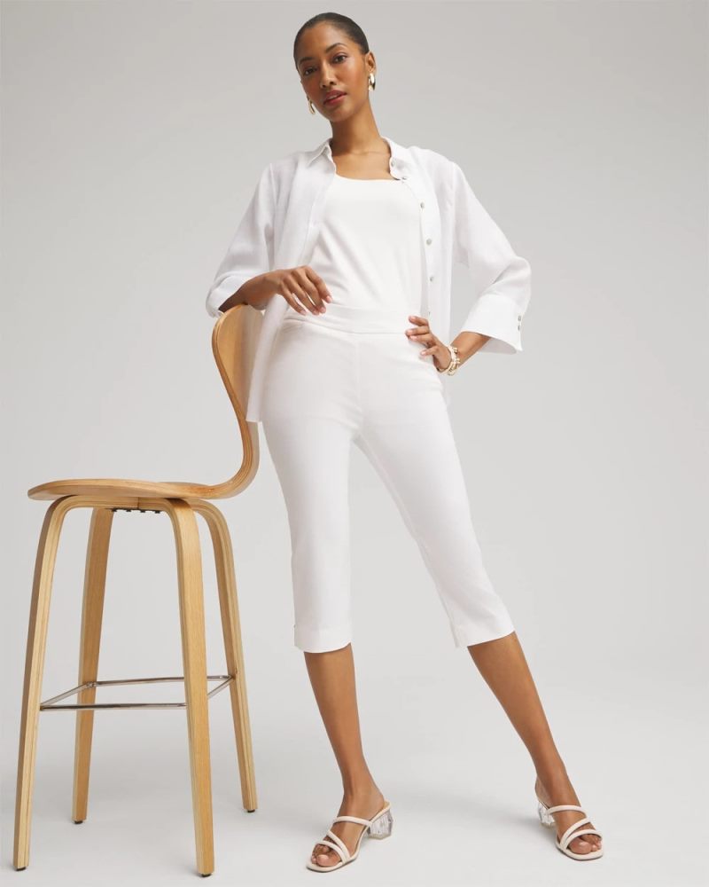 Chicos Brigitte™ Pull-On Rivet Slim Capris - ALABASTER