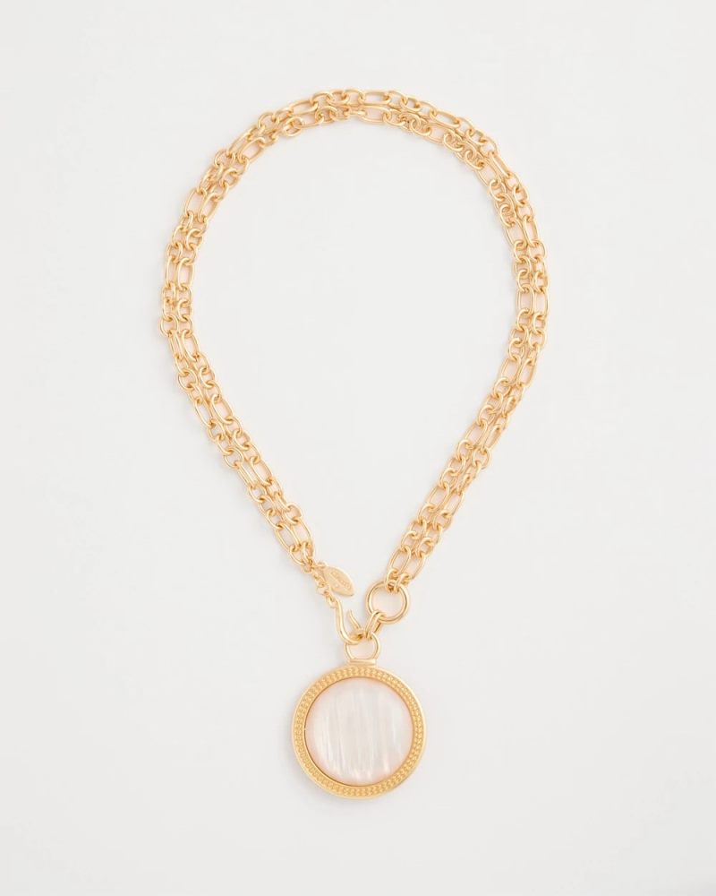 Chicos Reversible Swan Pendant Necklace - GOLD