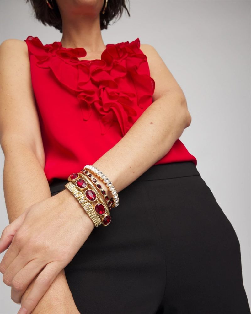 Chicos Gold Bezel Set Stretch Tennis Bracelet - GOLD