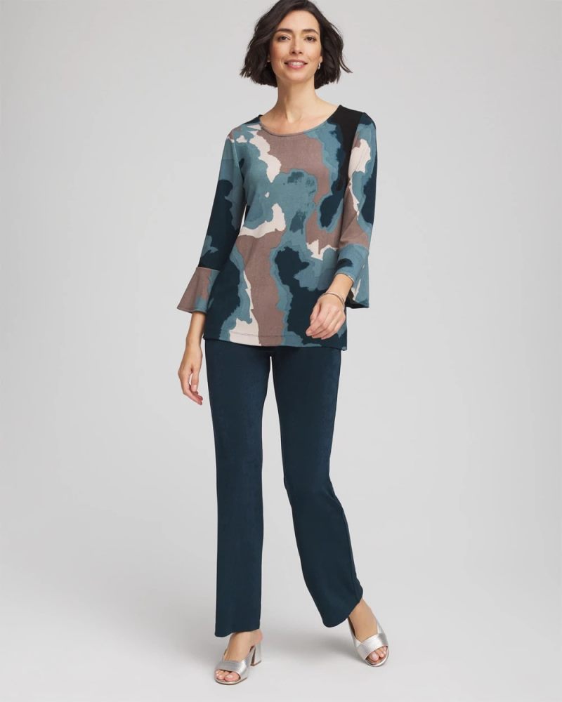 Chicos Travelers™ Crystal Flounce Sleeve Tunic - TEAL SHADOW