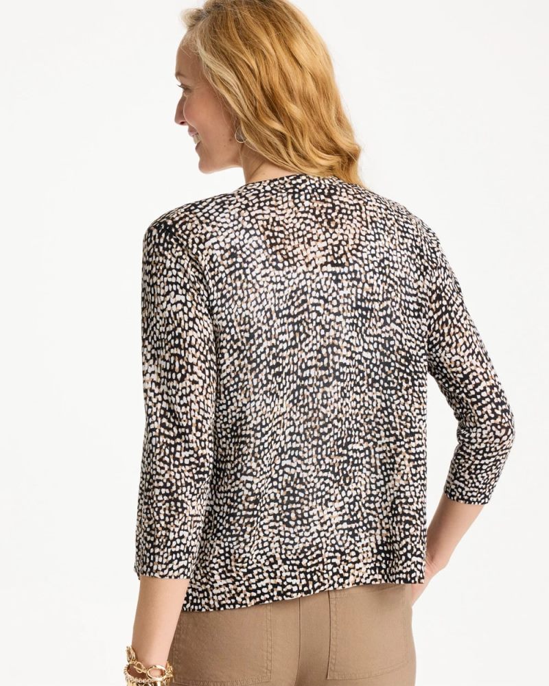 Chicos Summer Romance Printed Cardigan - CATTAIL BROWN
