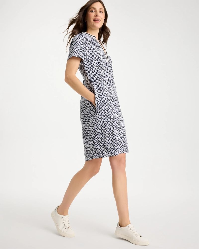Chicos Zenergy® UPF Crochet Contrast Trim Dress - BLUE MUSE