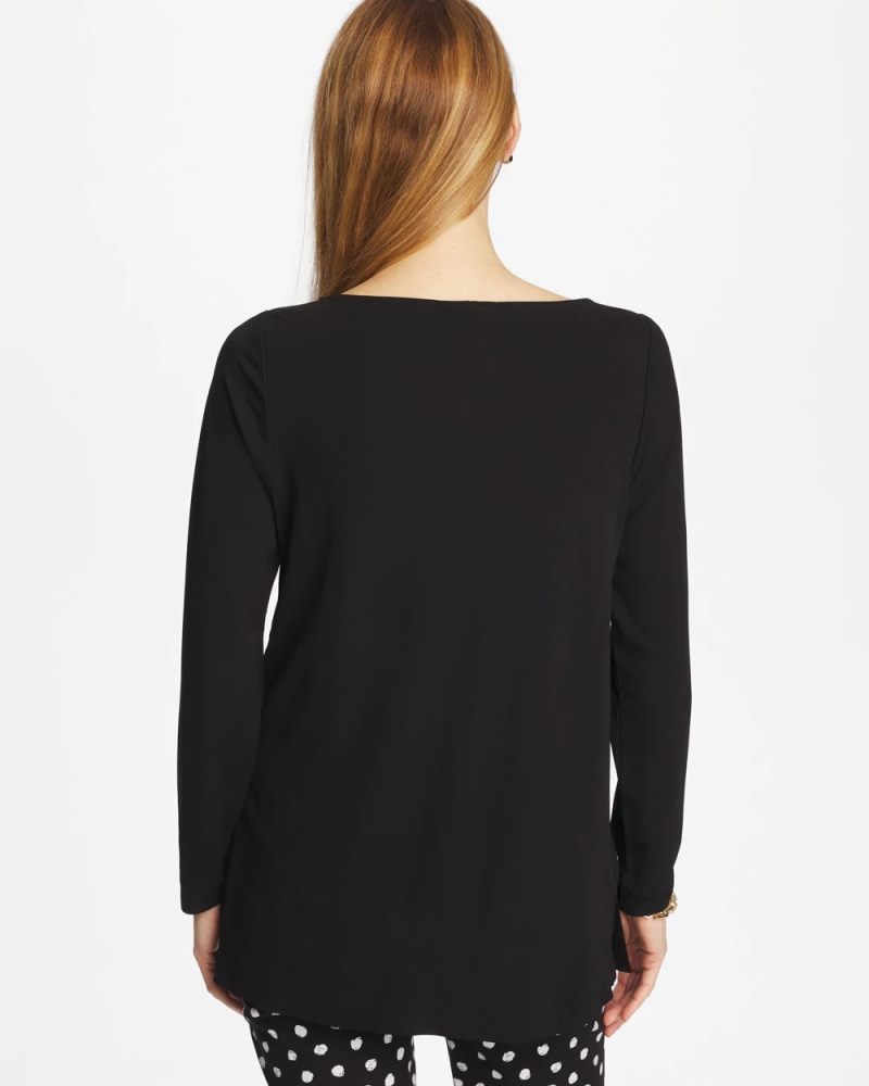 Chicos Matte Jersey Button Tunic - BLACK