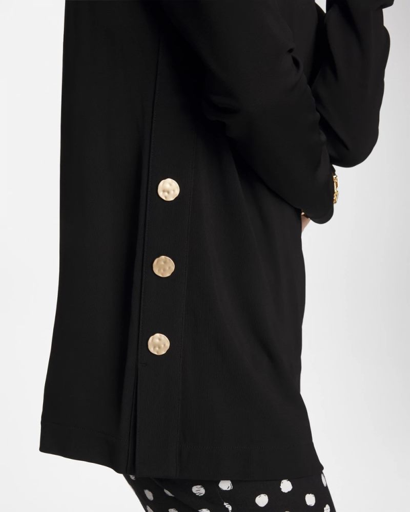 Chicos Matte Jersey Button Tunic - BLACK