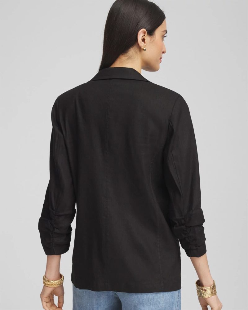 Chicos Linen Stretch Blazer - BLACK